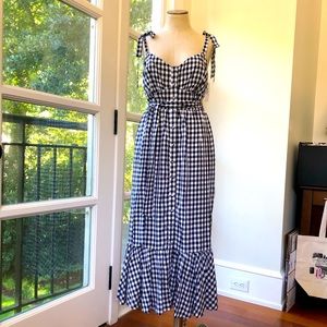 J Crew Gingham Button Front Midi Dress